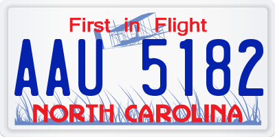 NC license plate AAU5182