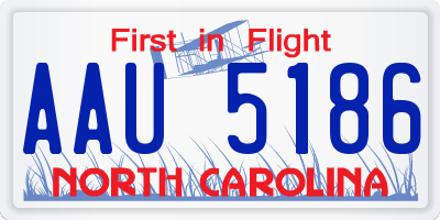 NC license plate AAU5186