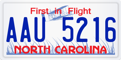 NC license plate AAU5216