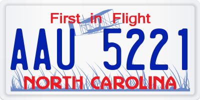 NC license plate AAU5221
