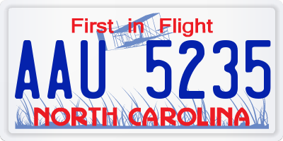 NC license plate AAU5235