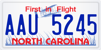 NC license plate AAU5245