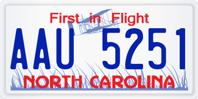 NC license plate AAU5251