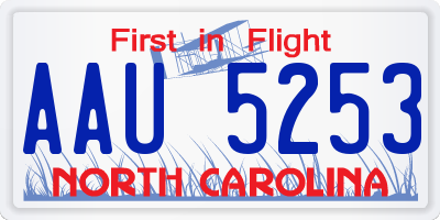 NC license plate AAU5253