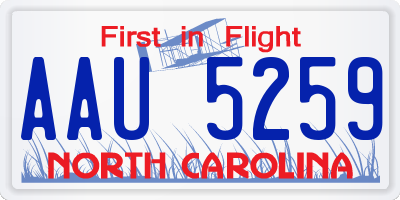 NC license plate AAU5259