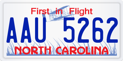 NC license plate AAU5262