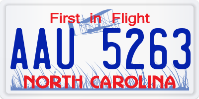 NC license plate AAU5263