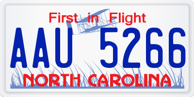 NC license plate AAU5266