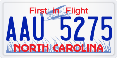 NC license plate AAU5275