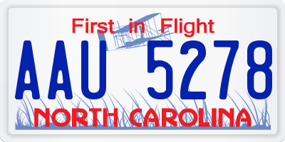 NC license plate AAU5278