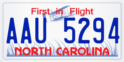 NC license plate AAU5294