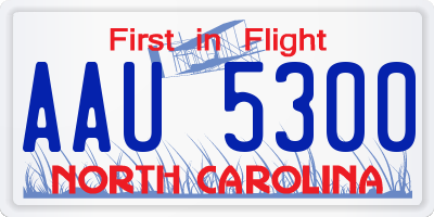 NC license plate AAU5300