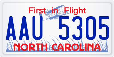 NC license plate AAU5305