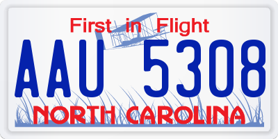 NC license plate AAU5308