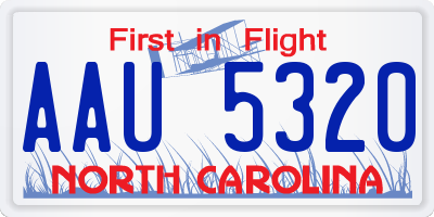 NC license plate AAU5320