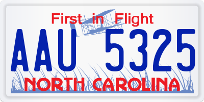 NC license plate AAU5325