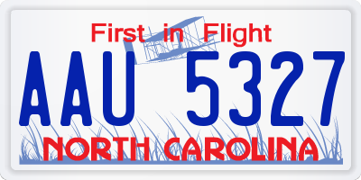 NC license plate AAU5327