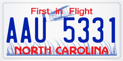 NC license plate AAU5331