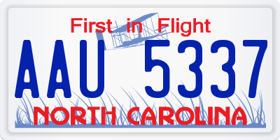 NC license plate AAU5337