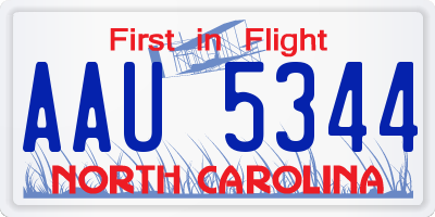 NC license plate AAU5344