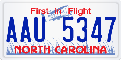 NC license plate AAU5347