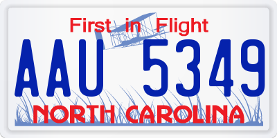 NC license plate AAU5349