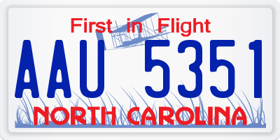 NC license plate AAU5351