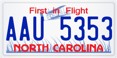 NC license plate AAU5353
