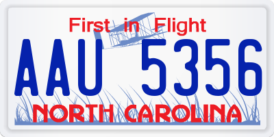 NC license plate AAU5356
