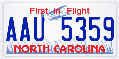 NC license plate AAU5359