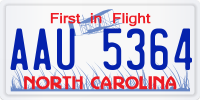 NC license plate AAU5364