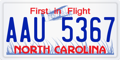 NC license plate AAU5367