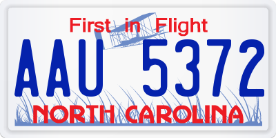 NC license plate AAU5372