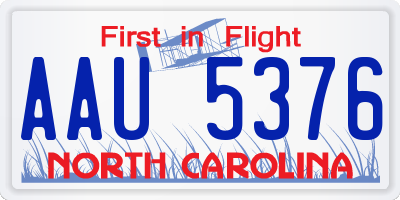 NC license plate AAU5376