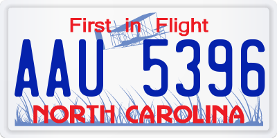 NC license plate AAU5396