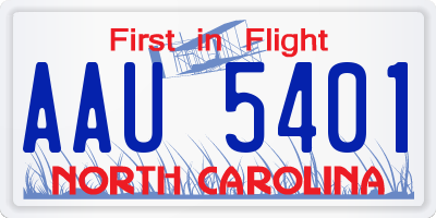 NC license plate AAU5401