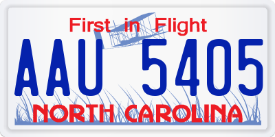 NC license plate AAU5405