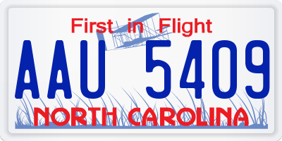 NC license plate AAU5409