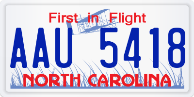 NC license plate AAU5418