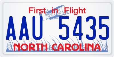 NC license plate AAU5435
