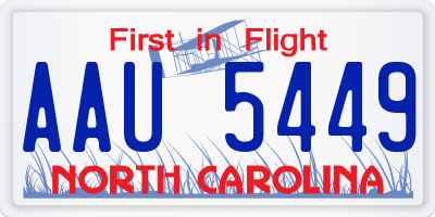 NC license plate AAU5449