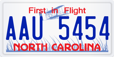 NC license plate AAU5454