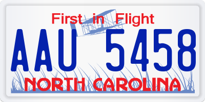 NC license plate AAU5458