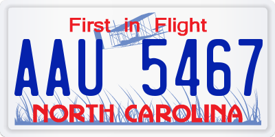 NC license plate AAU5467