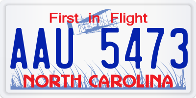 NC license plate AAU5473