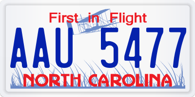 NC license plate AAU5477