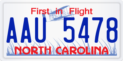 NC license plate AAU5478