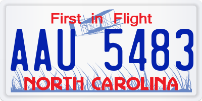 NC license plate AAU5483