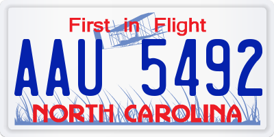 NC license plate AAU5492