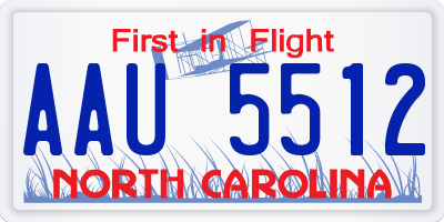 NC license plate AAU5512